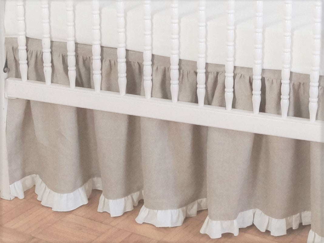 White ruffle crib online bumper