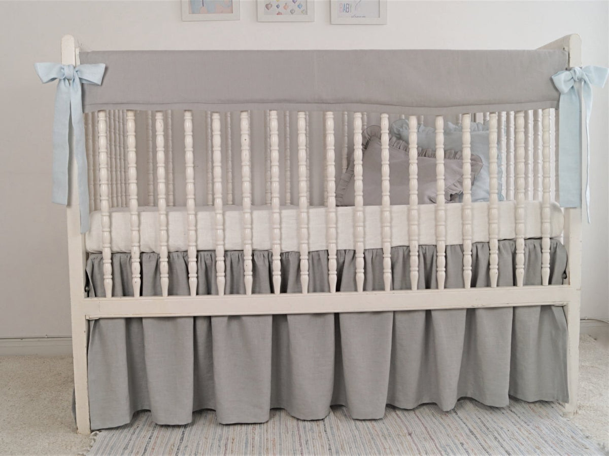 Crib Rail Cover Bumperless Crib bedding MOODS The Linen Store Moods The Linen Store