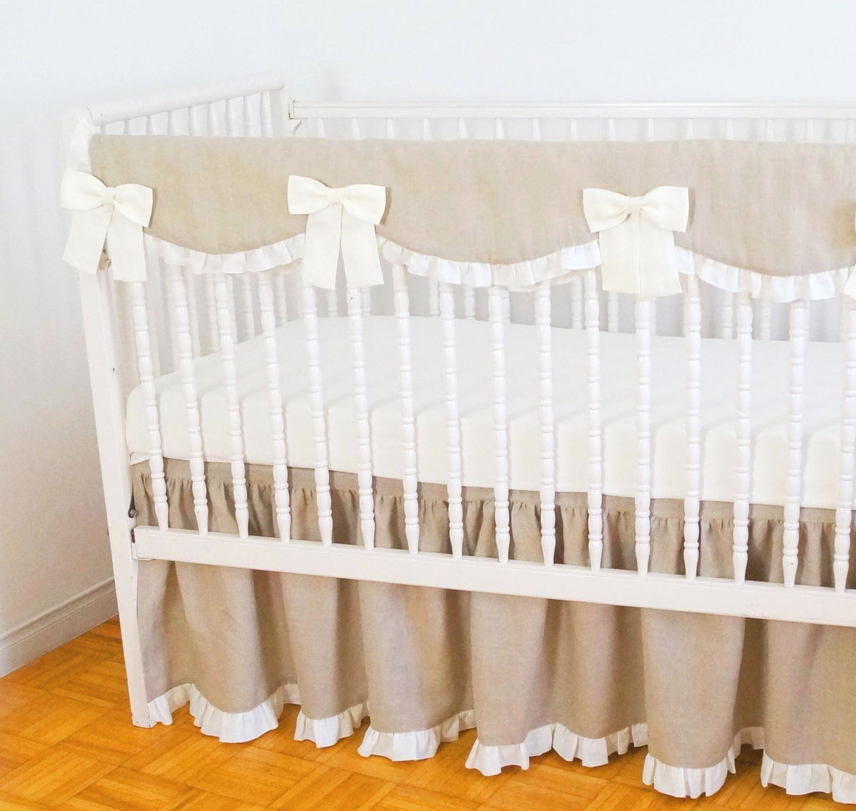 Grey & Green Palm Leaf Baby Crib Rail Cover | Gender Neutral sold Baby Crib Rail Cover | Palm Leaf Rail Guard | Bumper-less Bedding