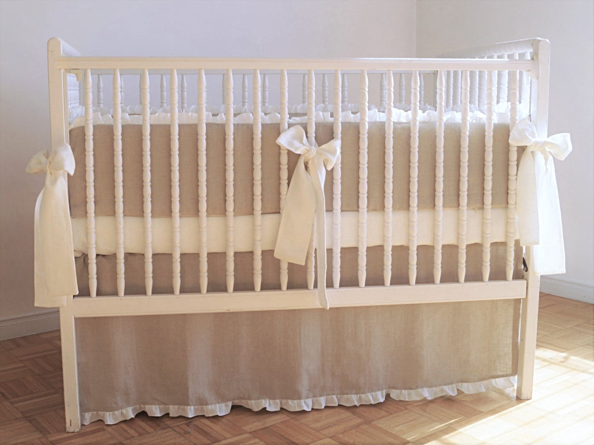 Linen Crib Bedding Set gender neutral bedding