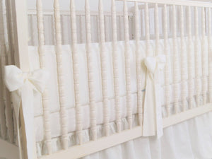 White Linen Crib Bedding Set - Moods The Linen Store