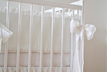 White  Linen Crib Bedding Set -  With Ruffles - Moods The Linen Store