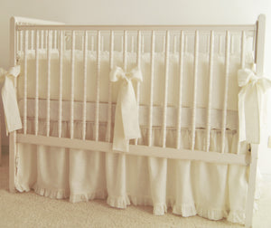 Linen Crib Bumper -  With Ruffles