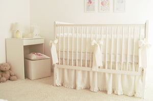 Linen Crib Bumper -  With Ruffles